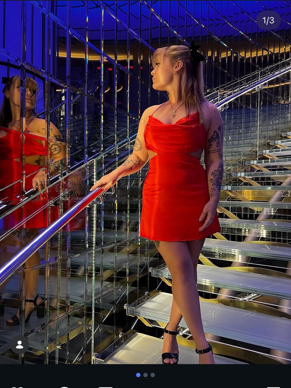 Red Cowl Neck Mini Dress - Women's Party Dress